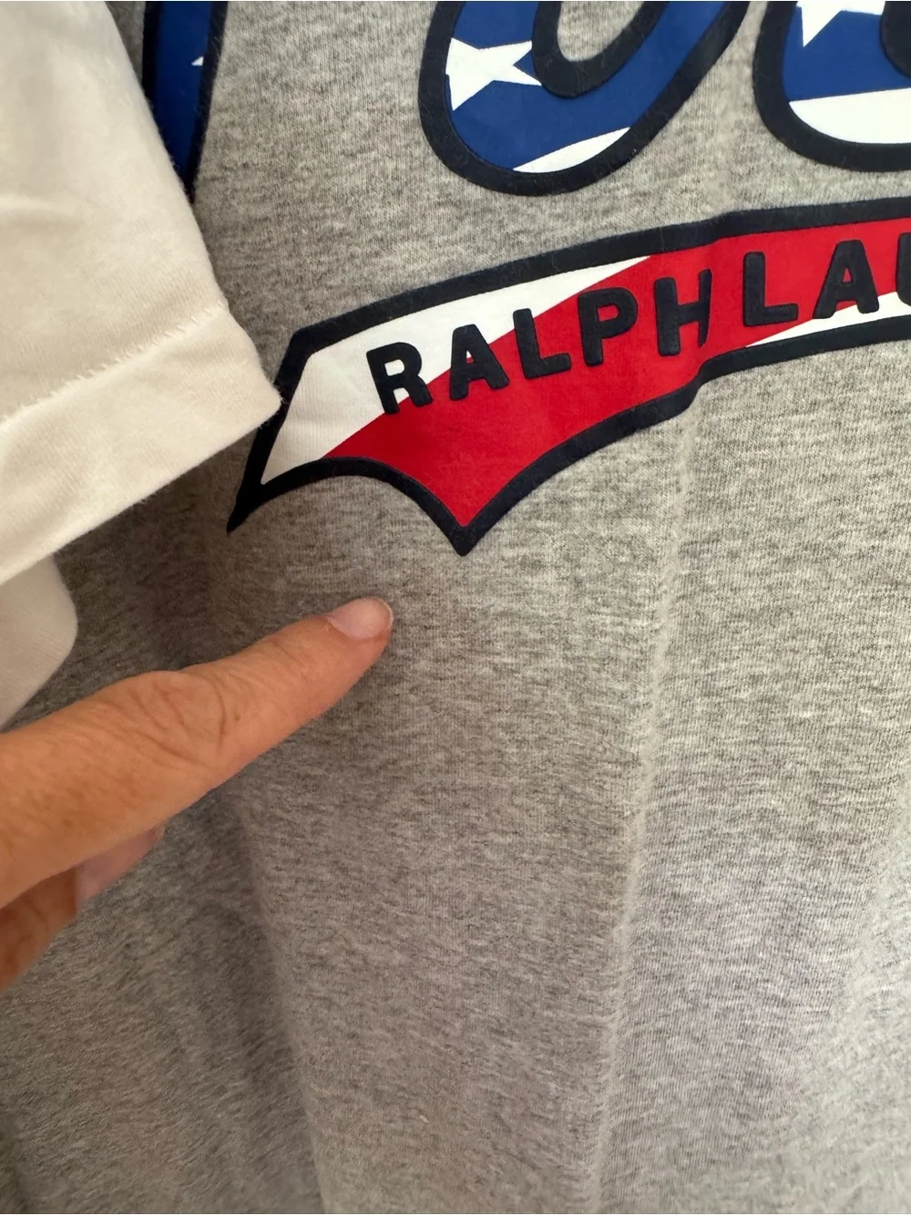 Polo by Ralph Lauren White & Gray Patriotic Script Tee